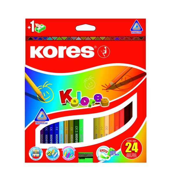 Kores Kolores Coloured Pencils, Triangular (Box of 24 Assorted Colours)