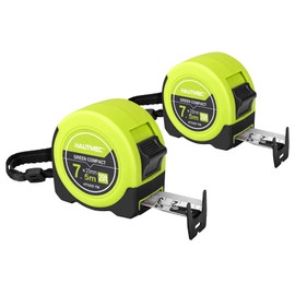 HAUTMEC 25Ft Tape Measure 2PC with Fractions 1/8,Multi-Catch Hook Retractable Measuring Tools,Heavy Duty Green Compact Case for Construction, Carpenter, Professionals HT0325