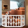 Etna White Floral Wooden Pet Gate - Freestanding Foldable Adjustable