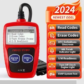 MS309 Car OBD2 Scanner Diagnostic Tool Code Reader, Car Voltage Tester Engine Fault Code Scanner, OBD2 Diagnostic Tool For OBDII Protocol Cars Automotive Vehicle - Color: red