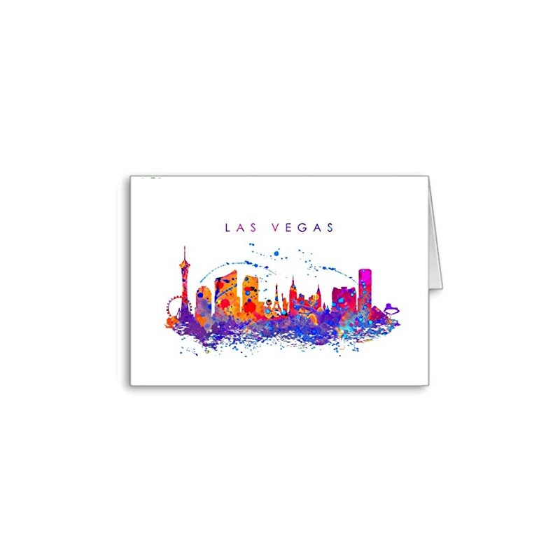 Las Vegas Skyline card blank Birthday ? Notelet ? Watercolour