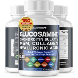 GUDOMET Glucosamine Chondroitin sulfate Methylsulfonylmethane Hyaluronic Acid Turmeric Ginger Vitamin C, D3, Black Pepper -150 Capsules- Made in USA