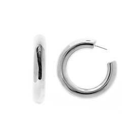 Chunky Hoop Earrings for Women – Dupes Earrings Trendy Lightweight Bold Puffy Organic Hollow Open Hoops – Hypoallergenic Gold Plated Fashion Jewelry for Women - included Gift Box, 30mm, Brass, No