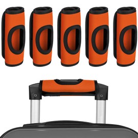 5 Pcs Neoprene Large Luggage Handle Wrap Handle Grip Luggage Tags Identifier Hollow Design for Push-Button, Bright Luggage Markers for Airport Travel Luggage Suitcase Trolley Case(Orange, 5.5x7Inch)