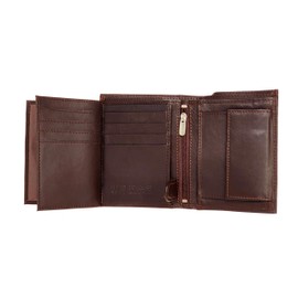 Soft Genuine Leather Wallets For Men | RFID Blocking Card Holder | Coin Pocket Bifold Purse Wallet | 3 Id Display Pockets | 2 Zipped Pouches (Brown)