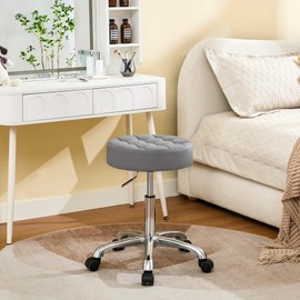 FIRAVOE Hair Cutting Stool for Stylist (300lbs Capacity) (Sturdy Aluminum Base) Pedicure Chair for Nail Tech (Gray)