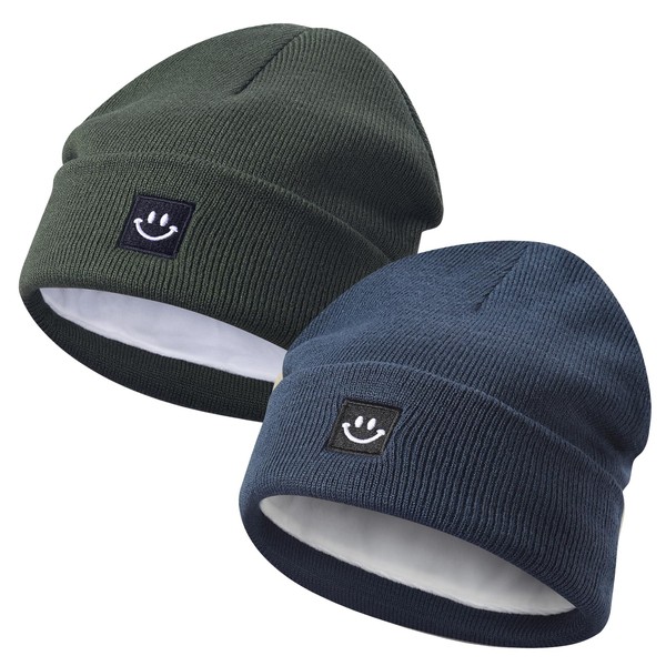 MaxNova 2 Pack Baby Beanie Fleece Lined Knit Toddler Hat