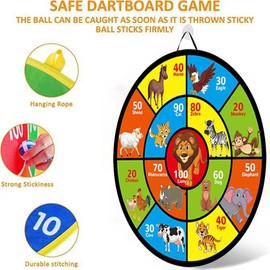 72cm Kids Dart Board Game Set, Dart Board with 12 Balls and 6 Darts for Kids Ages 3 4 5 6 7 8 9 10 11, Indoor/Outdoor Party Game Toys/Birthday Gifts