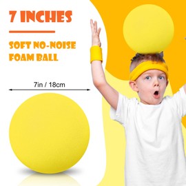 Seenelling 4 Pcs Large Foam Balls Soft Foam Dodgeballs Uncoated Playground Balls Silent Sport Balls Lightweight Sponge Balls Easy to Grasp Bouncy Balls for Kids Indoor Sports Activity (7 Inch)