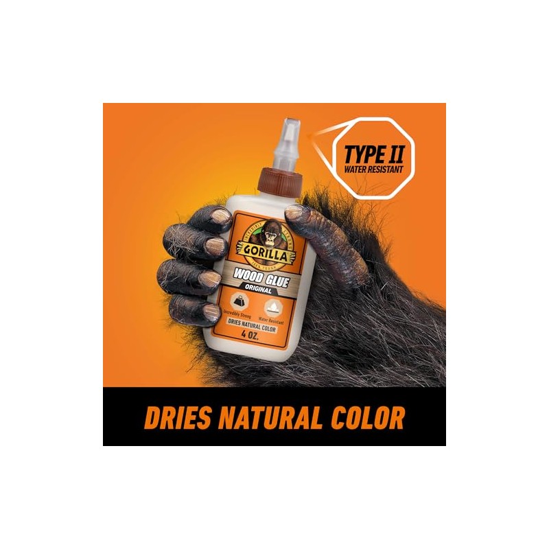 Gorilla Pegamento para madera, botella de 4 onzas, color madera