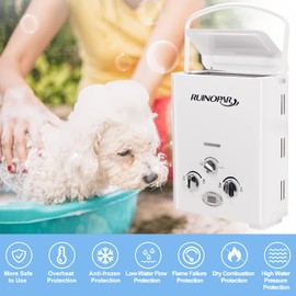 Portable Water Heater Propane Tankless - 6L 1.58GPM RV on demand Hot Gas Outdoor Digital Display Water Heater for Camping,Boat,Cabins