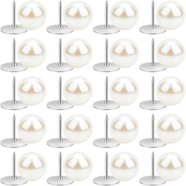 20 Sets 10mm Pearl Buttons No Sew Pearl Pins for Women, Reusable and Removable Pearl Buttons for Clothes, Decorative Button Pins, Brooch Fixed Pins
