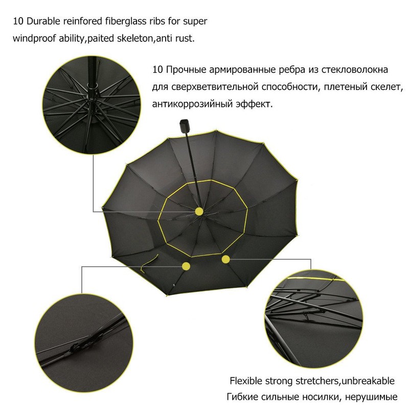 Kalolary Extra Large Golf Umbrella Folding Umbrella Rainproof Compact Black