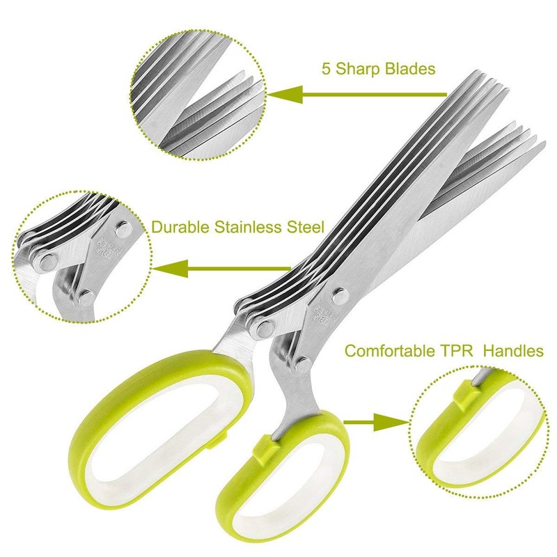 Herb Scissors, Multipurpose Kitchen Shears 5 Stainless Steel Blade with