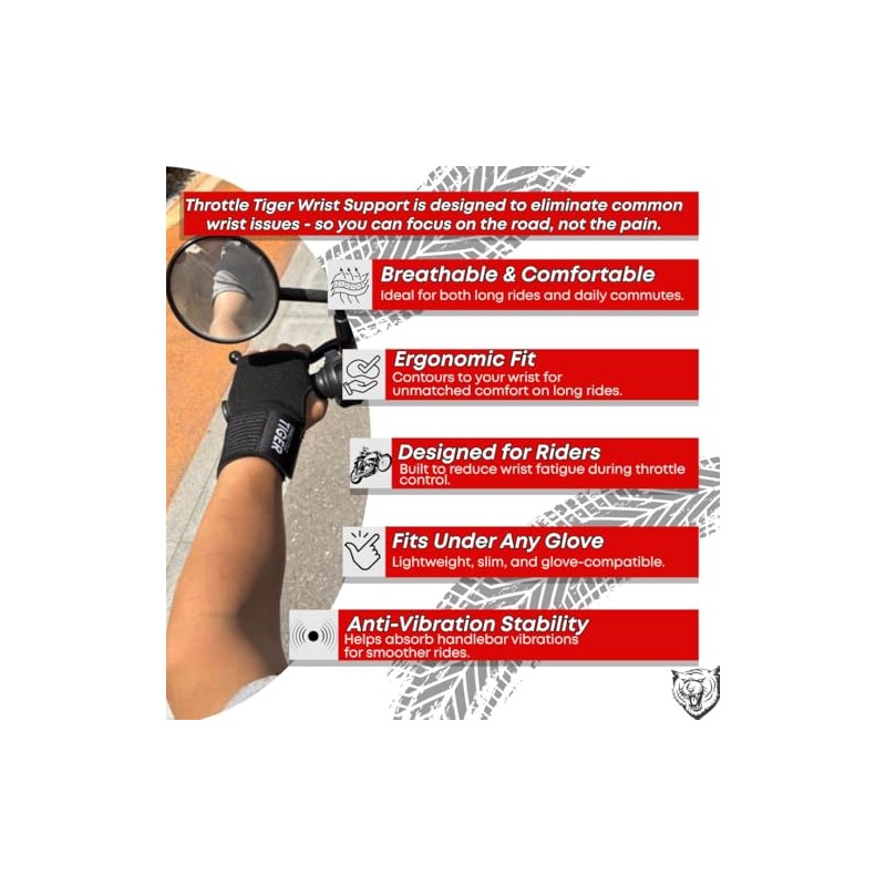 Motorcycle Wrist Support, Adjustable Comfort for All Bikers, Reduces Wrist