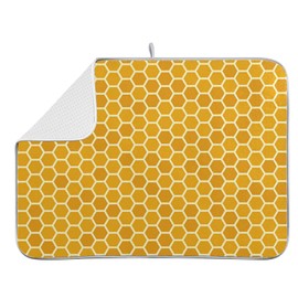 Yellow Dish Drying Mat for Kitchen Counter Yellow Honeycomb Microfiber Dish Mat Absorbent Drying Pad Dish Draining Mat 18 x 16 Inch Medium