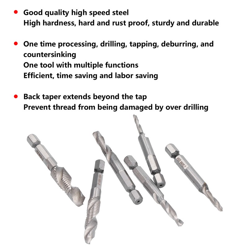 Drill Tap Bit Set Hex Shank Metric Combo HSS Ti