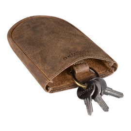 STILORD 'Monty' Key Case Leather with Key Ring and Key Fob Vintage Key Pouch Large for Women and Men Holder in Genuine Leather, Colour:Middle Brown