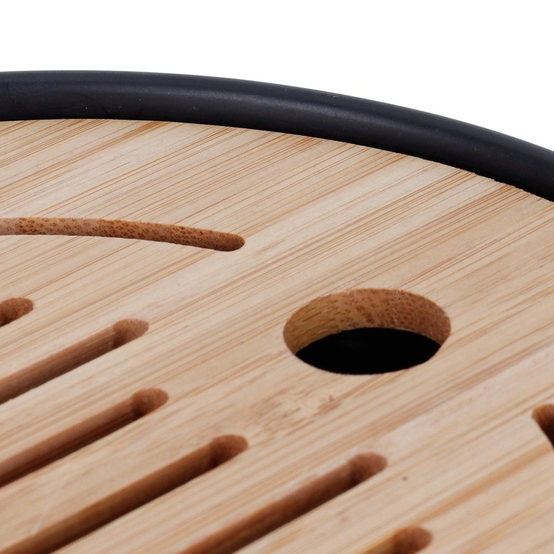 Bamboo Tea Tray, Portable Round Dry Tea Tray, Multifunctional Tea