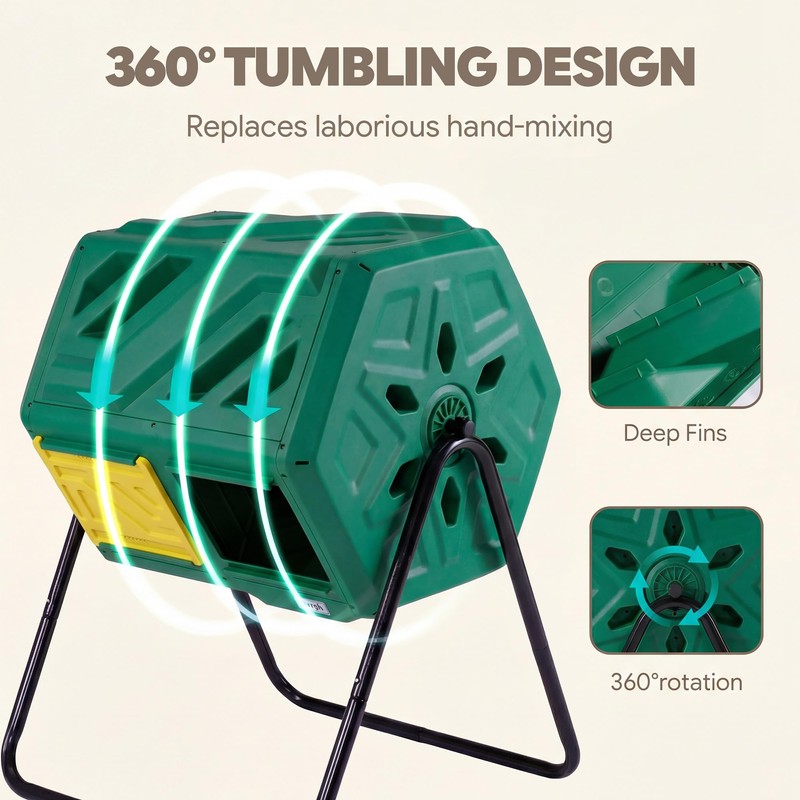 Werph 43 Gallon Compost Bin with Gloves, Fast Assembly &