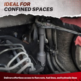 BILITOOLS 6PCS Long Flex Head Crows Foot Line Wrench Set, 3/8" Drive Injector Fuel Line Sockets Wrench Set, Crowfoot Flare Nut Socket Wrench Metric 12 14 16 17 18 19 mm