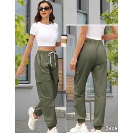 Cnlinkco Women's Cargo Pants Plus Size Work Pants Cargo Joggers Oversized High Waisted Green Cargo Pants Women Army Green M