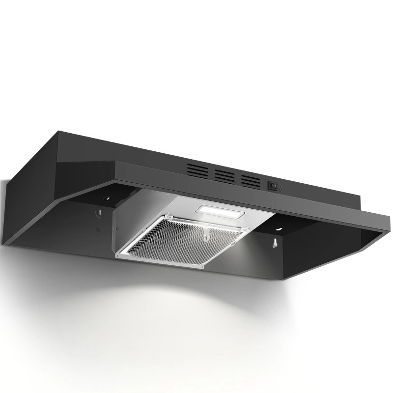 Zomagas 24 inch Range Hood Under Cabinet, Black Kitchen Hood
