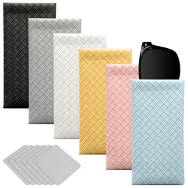 SHILIPAIJC Pack of 6 Soft Glasses Case, Sunglasses Case with Cleaning Cloth, Portable Leather Glasses Case, Protective Sunglasses for Women, Men, Children