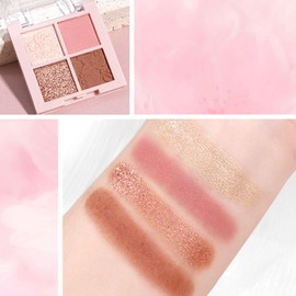 Brown Eyeshadow Palette 4 Colors, Shimmer Matte Pink Makeup Palettes, Glitter Eyeshadows Nude Soft Colour, Natural Long Lasting Smooth Powder, Eye Shadow Pallets Gift for Women