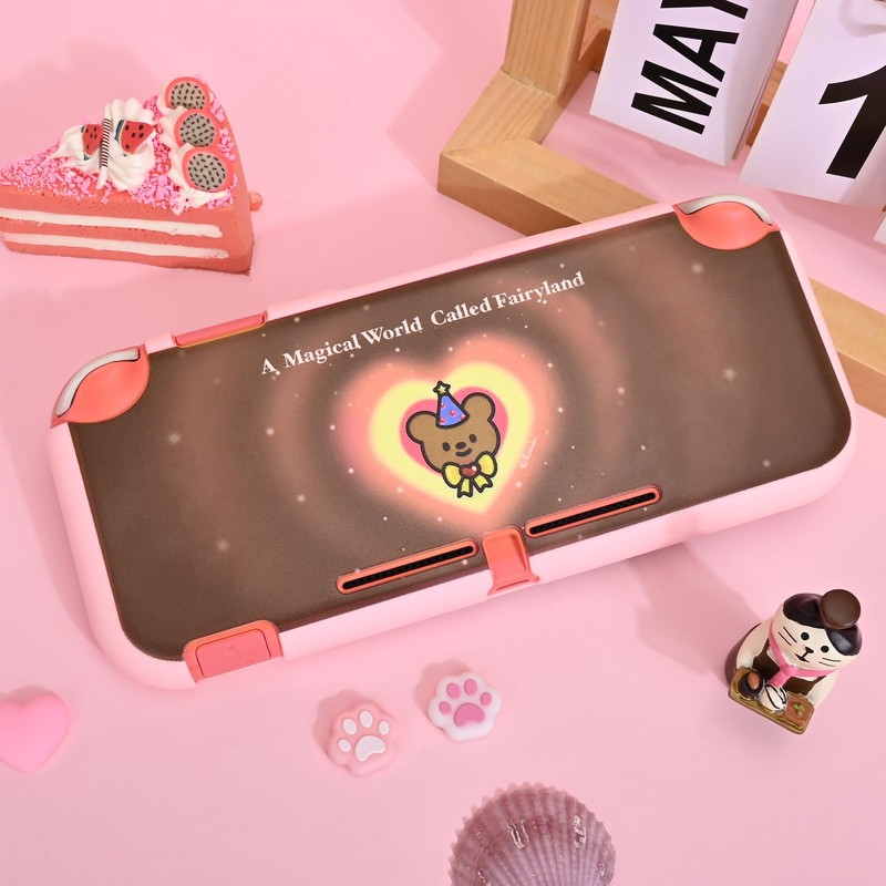 DLseego Case for Switch Lite,Lovely Bear Heart Element Protective Soft