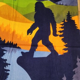 Wilcor Bigfoot Scene 30""x60"" Beach Towel Sasquatch Thin 100% Cotton Velour Believe Yeti, Blue, SPR1077