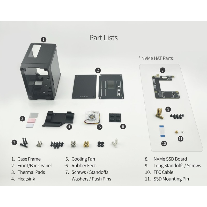 ElectroCookie Mini PC Case for Raspberry Pi 5 with M.2