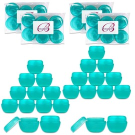 Beauticom 24 Pieces 30G/30ML (1 Oz) Teal Frosted Container Jars with Inner Liners for Scrubs, Oils, Salves, Creams, Lotions, Medication, Cosmetics - BPA Free