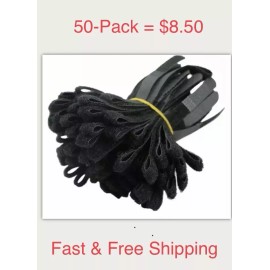 Unbranded 50 VELCR Brand Ties Cable Cord Organizer Wraps Reusable Die Cut Straps 4” Black