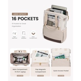 LOVEVOOK Laptop Backpack for Women, 15.6 Inch Work Laptop Bag with USB Port, Fashion Teacher Nurse Backpack Purse, Waterproof Travel Computer Backpack with Organizer Bag, 2PCS