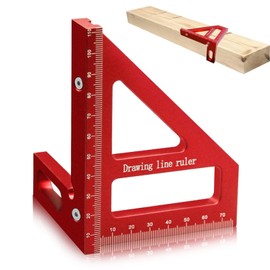 SNOKAY Aluminum Alloy 45/90° 3D Miter Triangle Ruler Sturdy Square Ruler Multi Angle Woodworking Protractor Precise Carpenter Square Layout Measuring Tools for Woodworking (Red)