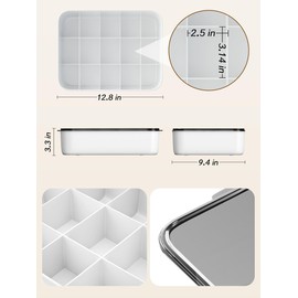 Sock and Underwear Organizer for Drawer with Lid, 15 Grid Plastic Storage Box for Closet and Dresser, Drawer Organizer for Baby Clothes and Nursery, Tie and Necktie Holder, Small Parts Storage Box