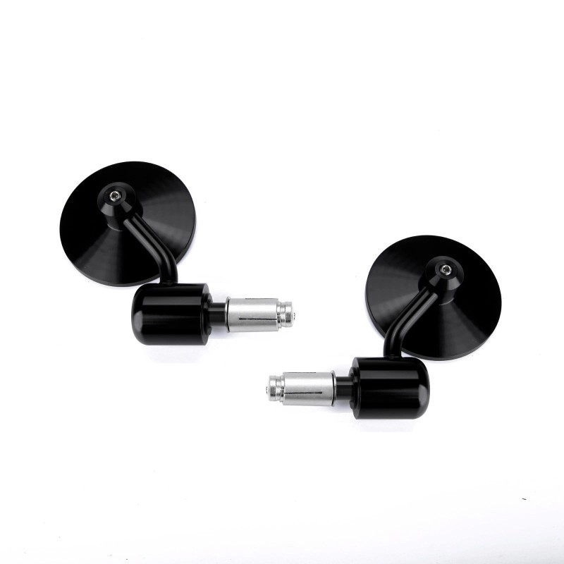 KEEPDSGN Motorcycle Round 7/8 Handle Bar End Mirror Black For