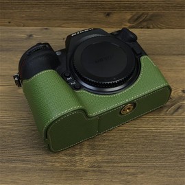 Z8 Case, BMAOLLONGB Handmade PU Leather Half Camera Case Bag Cover Bottom Opening Version for Nikon Z8 with Hand Strap (Green-B)