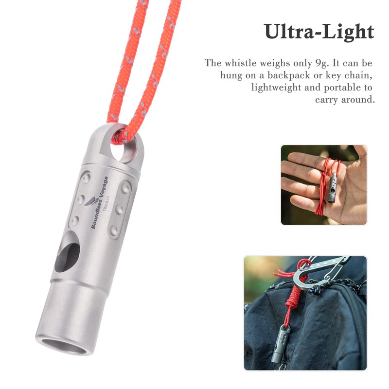 Boundless Voyage Titanium Whistle Emergency Survival Safety Whistles with Lanyard