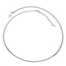 Sterling Silver Flat Oval Domed 2.7mm Omega Chain Necklace Italy 16"+2" Extender