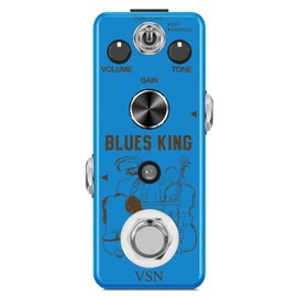 VSN Bluesy Guitar Pedal Blues Style Distortion Effect Pedal Fat&Normal 2 Modes Wide Range Frequency Response for Mini Size True Bypass, LEF-321