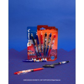 PILOT x Naruto - Set of 6 pens - 3 FriXion Ball Pens & 3 FriXion Ball Clicker Pens - Black, Blue, Red - Erasable Pens - Limited Edition Naruto Shipudden - Retractable Rollerball Pens Medium Point