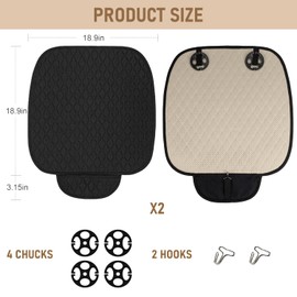 Gloserin Linen Car Seat Covers for Cars - Non-Slip and Soft, 2 PCS Bottom Seat Cover Protectors with Storage Pocket, Linen Front Seat Covers Used for SUVs, Cars, Sedans (Black)