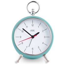 ADE Retro-Wecker CK2008 Mint, analoge Vintage Tischuhr, 3 Lautstärkestufen, Metallgehäuse, altmodisch, mit Snooze-Funktion und Beleuchtung, 10.8 cm