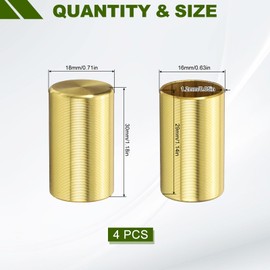 uxcell 4Pcs Metal Furniture Feet Cover, 0.63 x 1.14 Inch Round Furniture Pads Leg Cover Gold Table Foot Cap Floor Protector for Chair, Table, Sofa, Bed