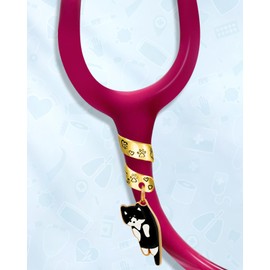 Plifal Gold Stethoscope Charms Tag for Nurse - Black Cat Stethoscope Charms with Label Accessories Fit for Littmann, Presents for Doctor, Pediatric Nurse, Nursing Medical Assistant