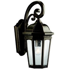 Kichler 9033RZ, Courtyard Cast Aluminum Outdoor Wall Sconce Lighting, 150 Total Watts, Rubbed Bronze