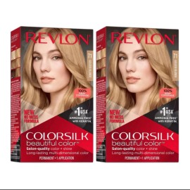 Revlon ColorSilk Beautiful Hair Color - 71 Golden Blonde (Pack of 2)