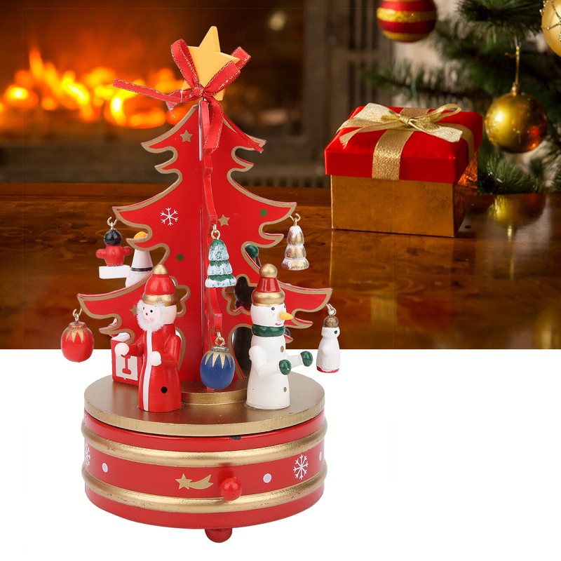 Christmas Music Box Wood Christmas Musical Box Xmas Decoration Gifts
